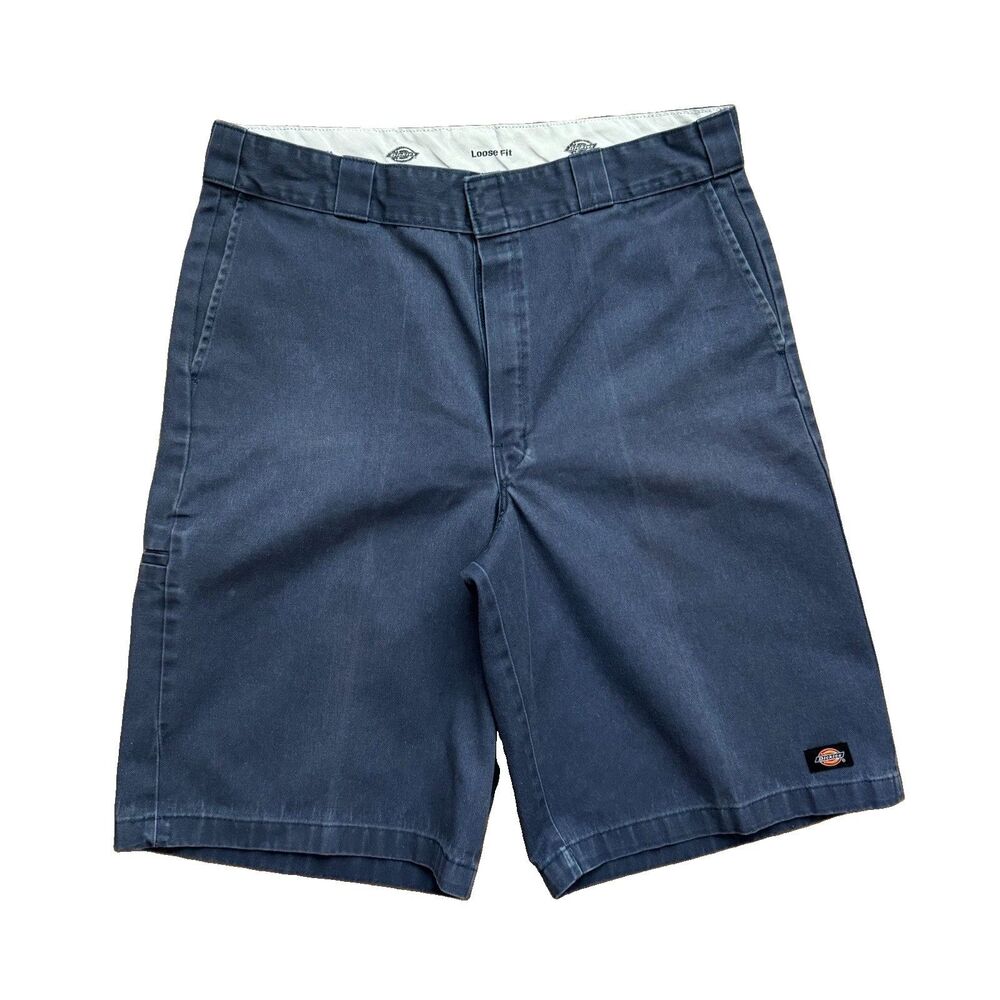 Dickies Men's Size 36 Loose Fit Navy Workwear Streetwear Skater Shorts Faded